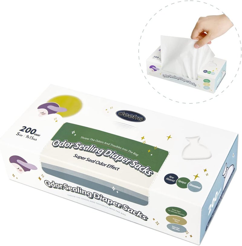 Deefre Odor Sealing Disposable Diaper Bags - 200 Count - Image 1